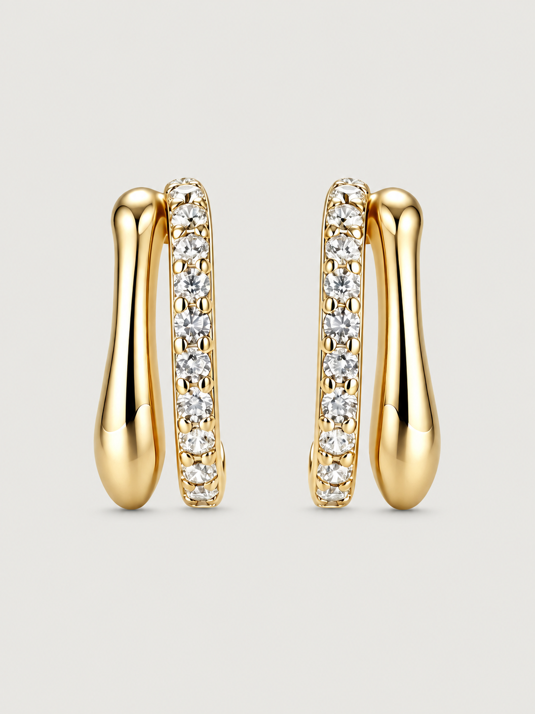 Cercei din Argint Moissanite Gold Luminous Curve