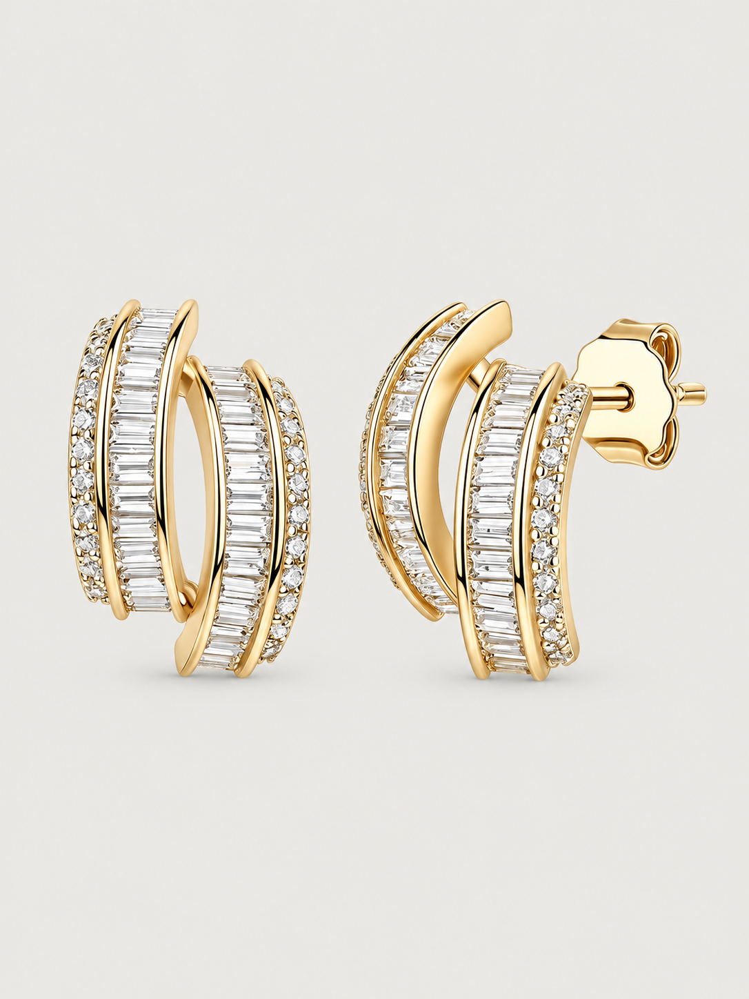 Cercei din Argint Moissanite Gold Luminous Layers