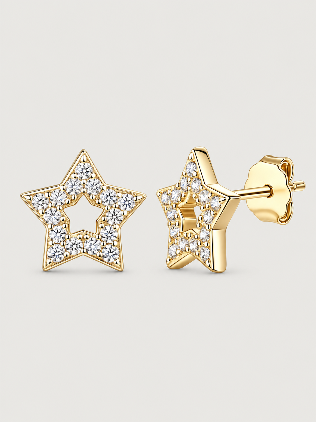 Cercei din Argint Moissanite Gold Starlight