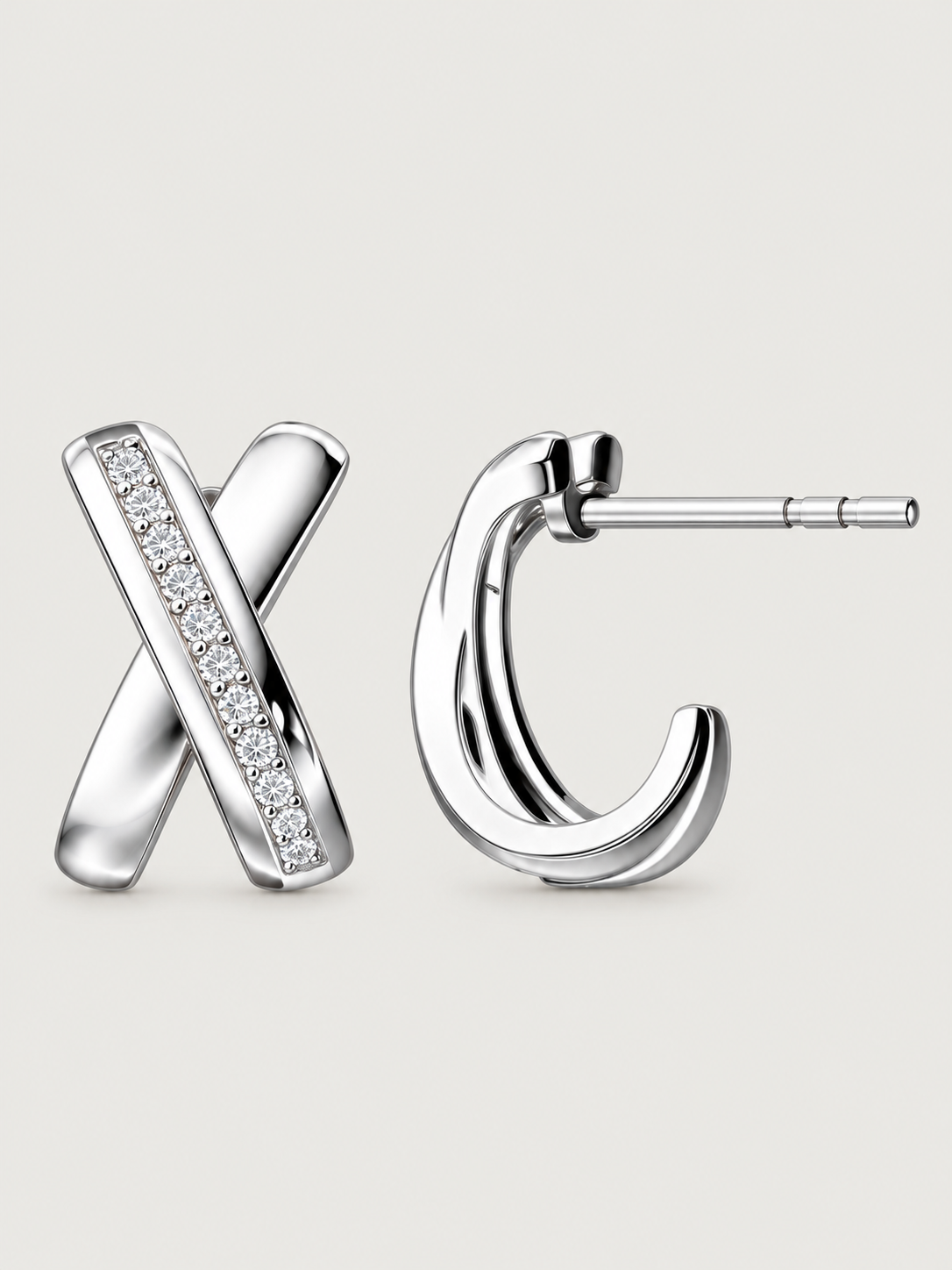 Cercei din Argint Moissanite Silver Cross Éclat
