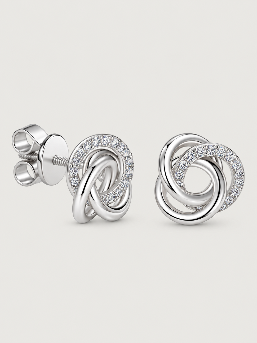 Cercei din Argint Moissanite Silver Eternal Knot