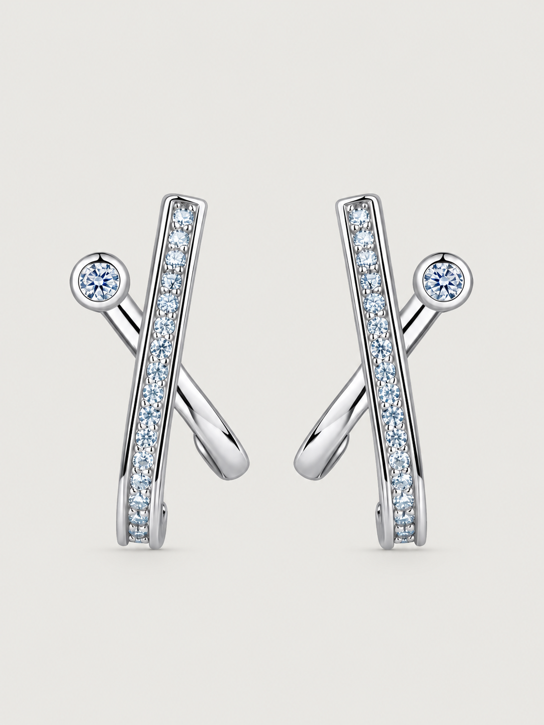 Cercei din Argint Moissanite Silver Linear Glow