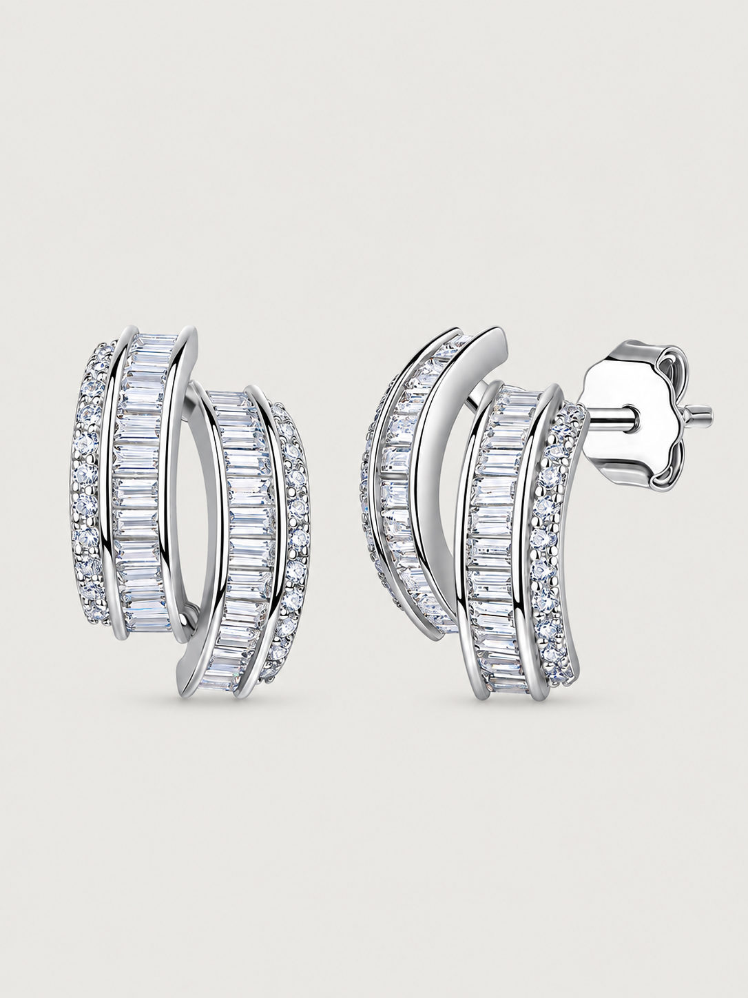 Cercei din Argint Moissanite Silver Luminous Layers