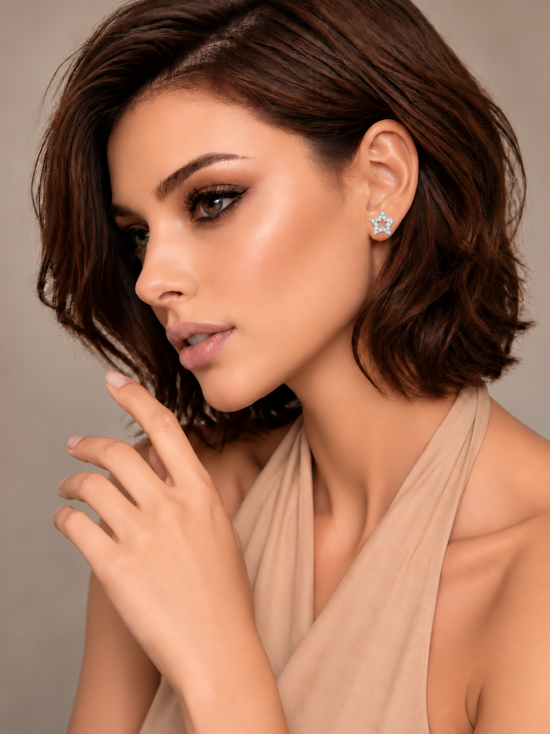 Cercei din Argint Moissanite Silver Starlight pe model