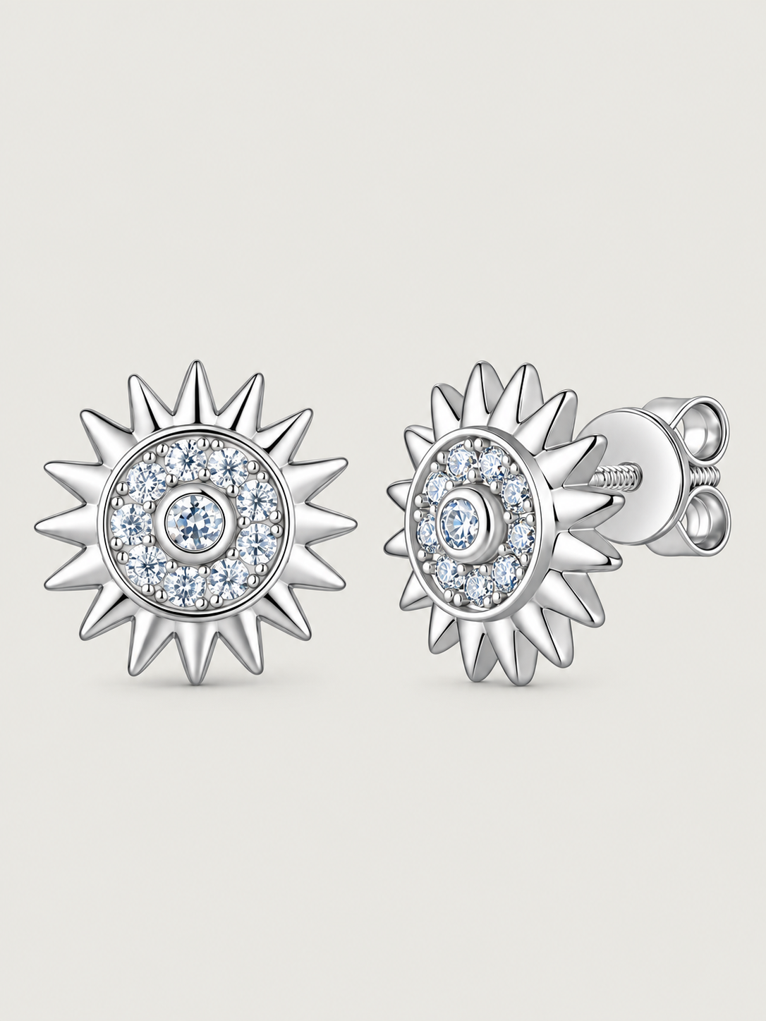 Cercei din Argint Moissanite Solar Radiance Argintii