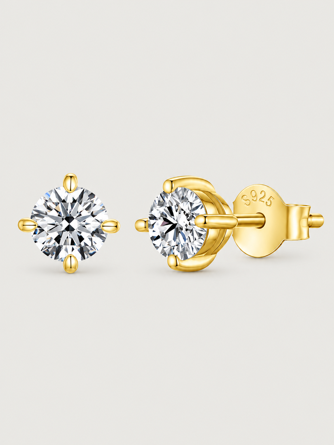 Cercei din argint cu moissanite tip solitaire