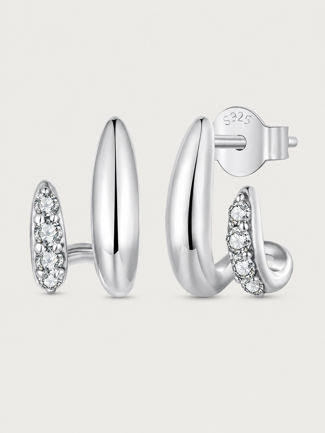 Cercei din Argint Orbit Duo cu zirconii 5A