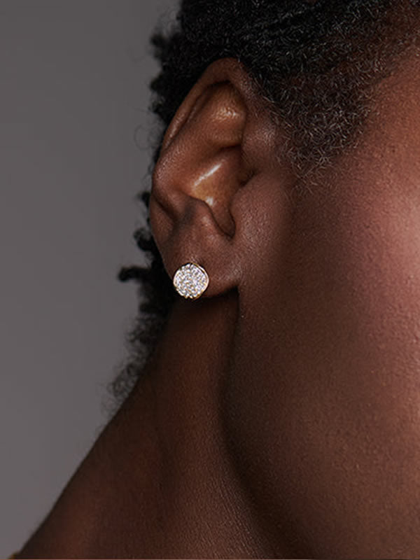 Cercei din argint cu efect micro diamant si zirconii pave