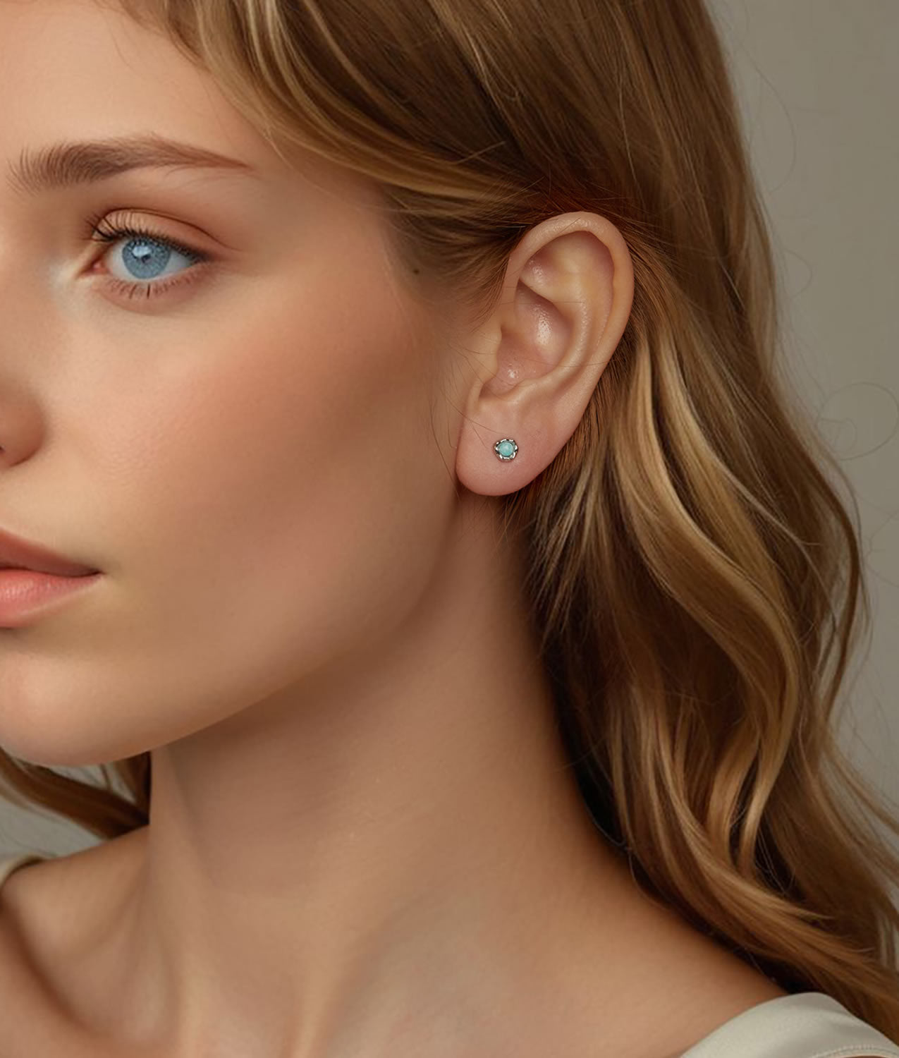 Cercei din argint cu piatra naturala turcoaz amazonit