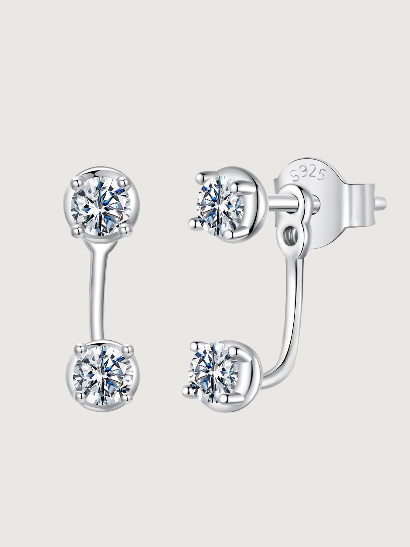 Cercei reversibili din argint cu moissanite