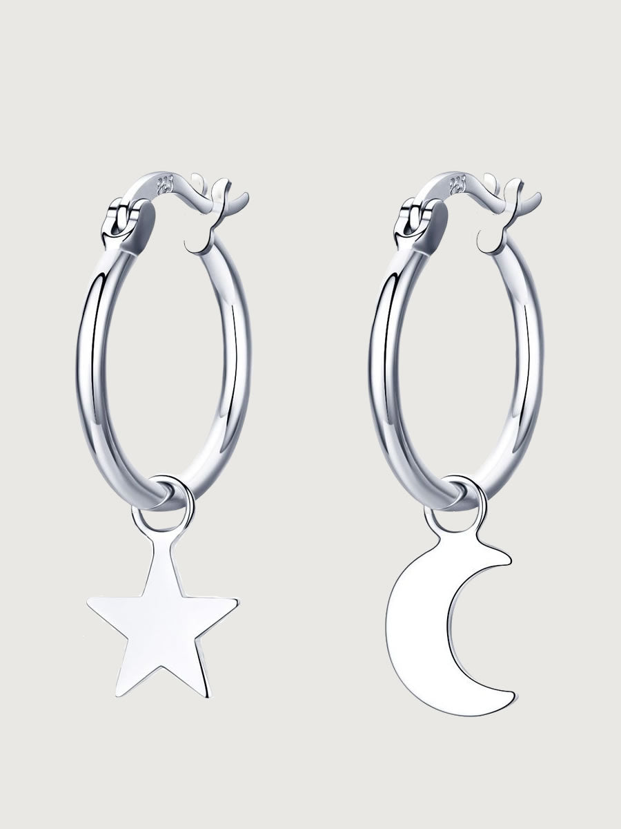Cercei din argint Star & Moon cu stea și semilună