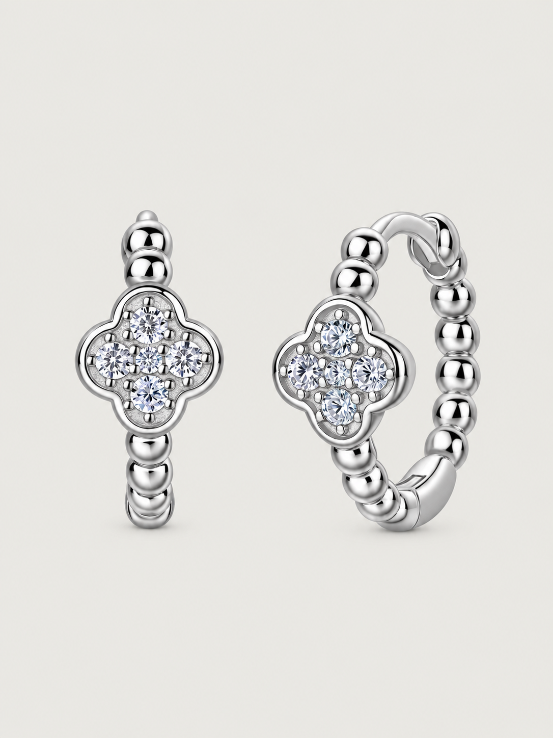 Cercei din Argint Zirconii Silver Clover Beads
