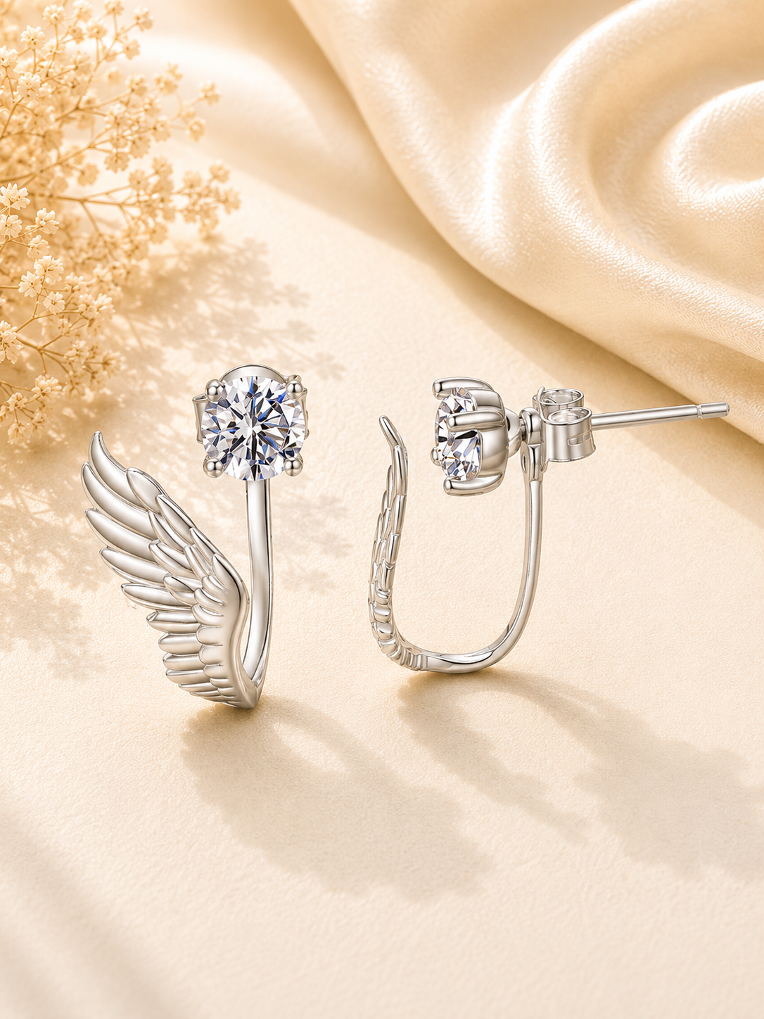 Cercei asimetrici din argint cu moissanite design modern lifestyle