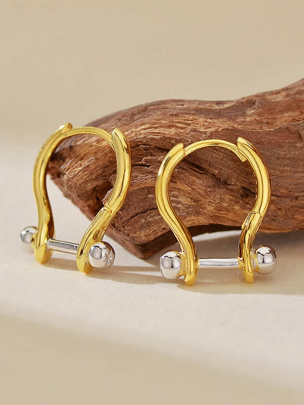 Cercei bicolor din argint si aur pentru femei