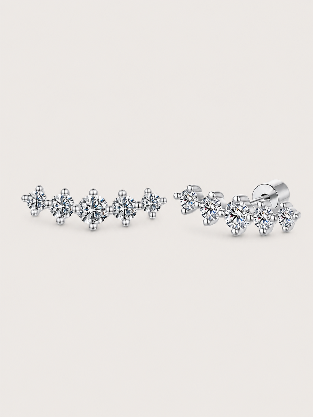 Cercei din argint Celestial Line cu cinci pietre din moissanite certificat GRA