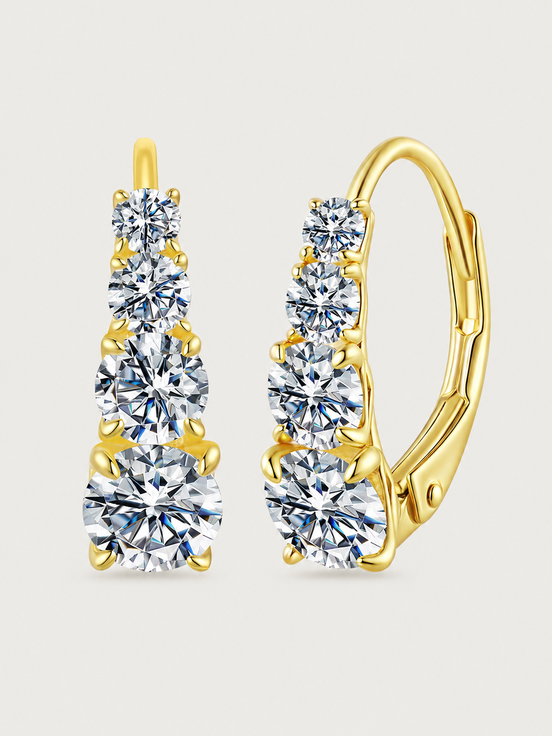 Cercei din Argint Moissanite Cascade aurii