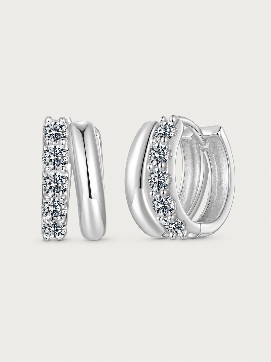 Cercei din Argint Moissanite Double Glow argintii