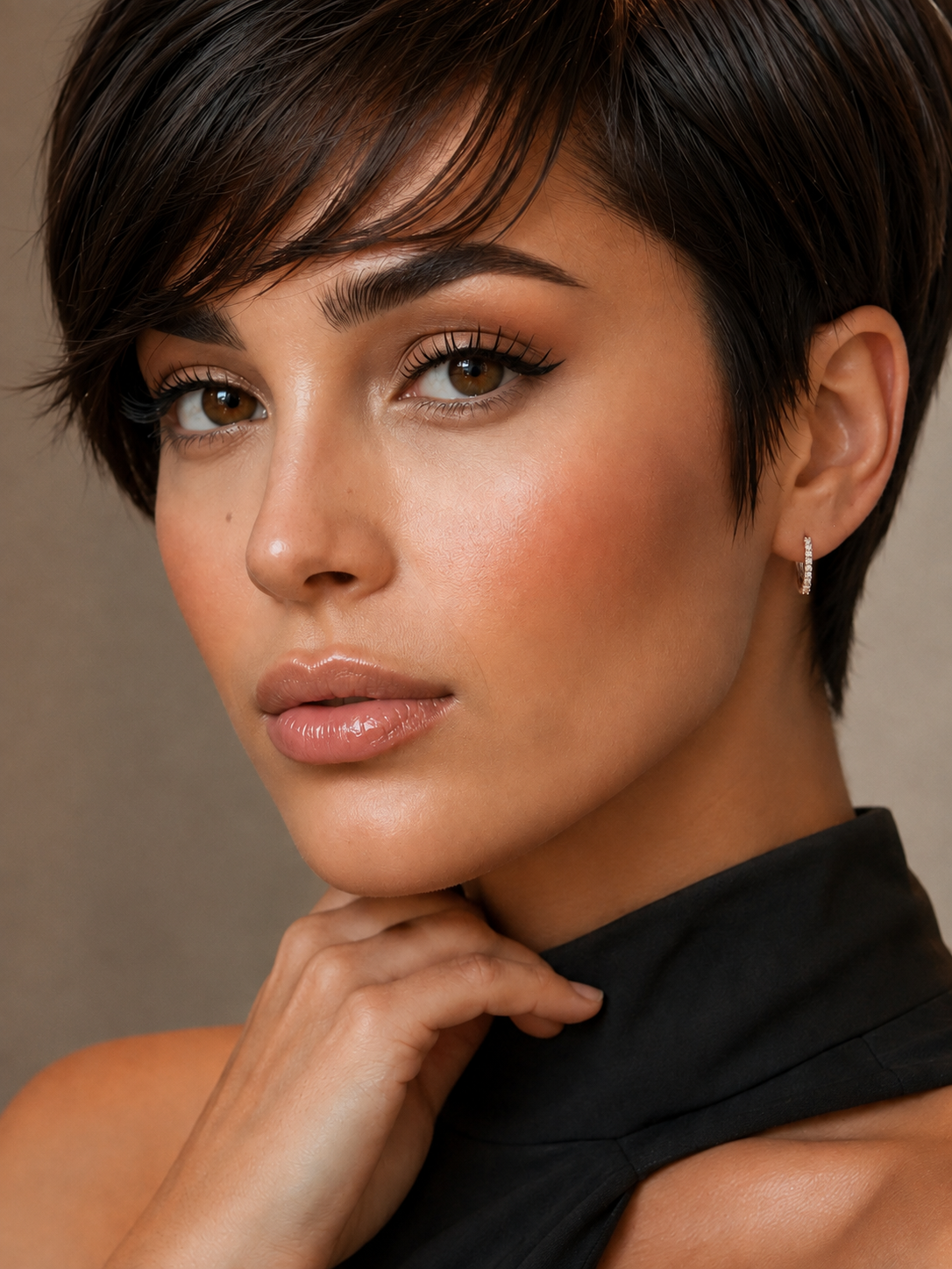 Cercei din Argint Moissanite Eternity Hoops argintii pe model
