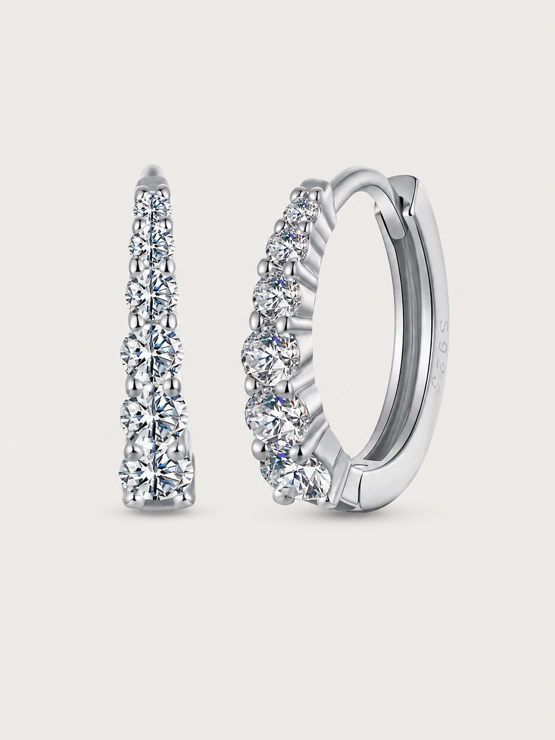 Cercei din Argint Moissanite Graduated Hoops argintii