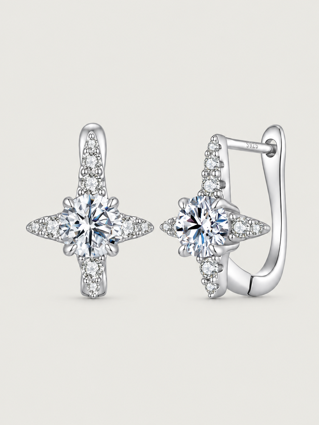 Cercei din Argint Moissanite North Star