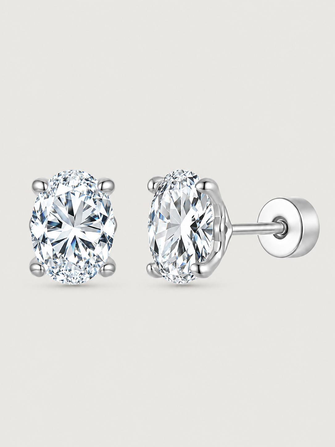 Cercei din Argint Moissanite Oval Brilliance