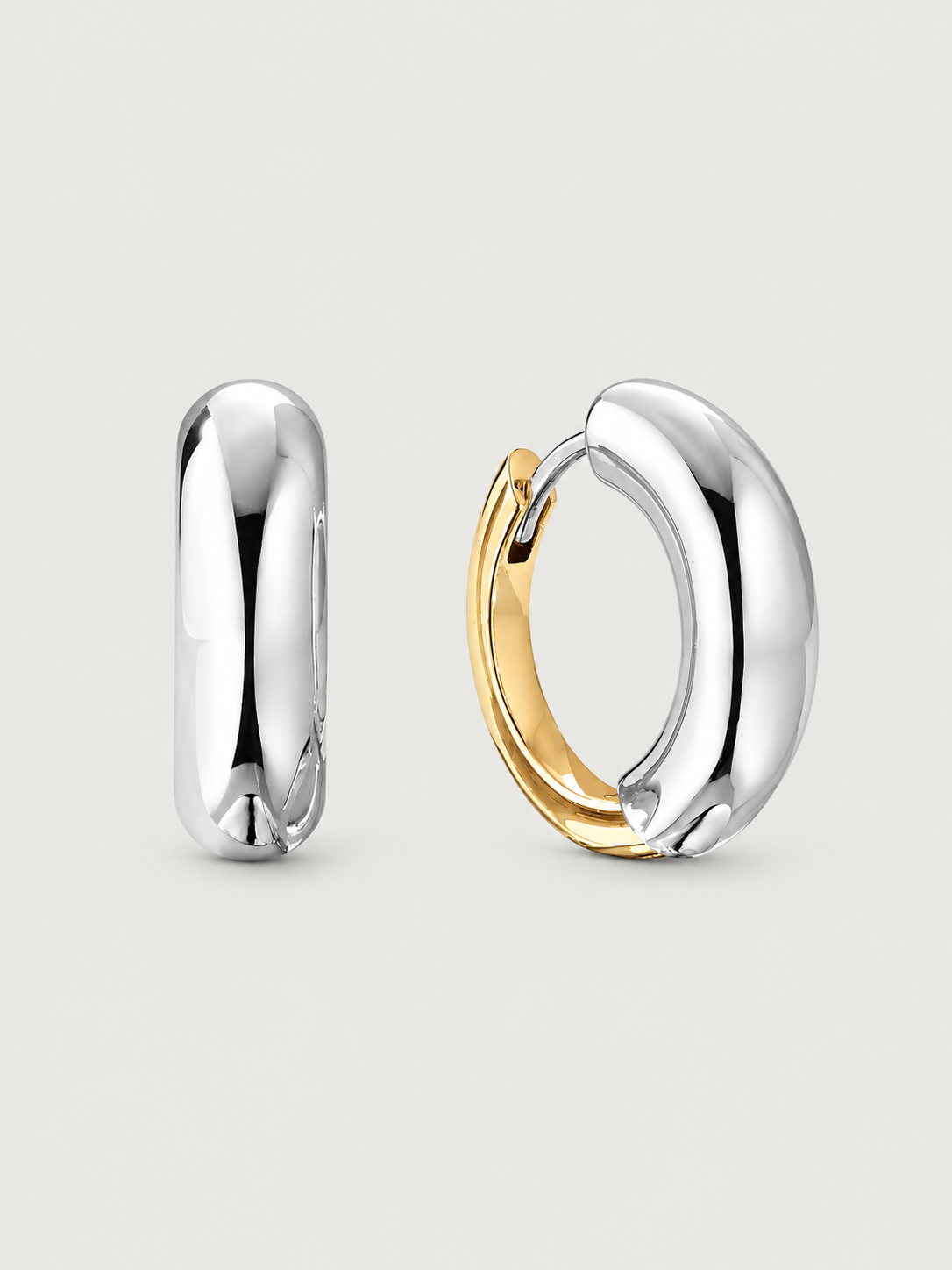 Cercei din Argint Two Tone Sculpted Hoops