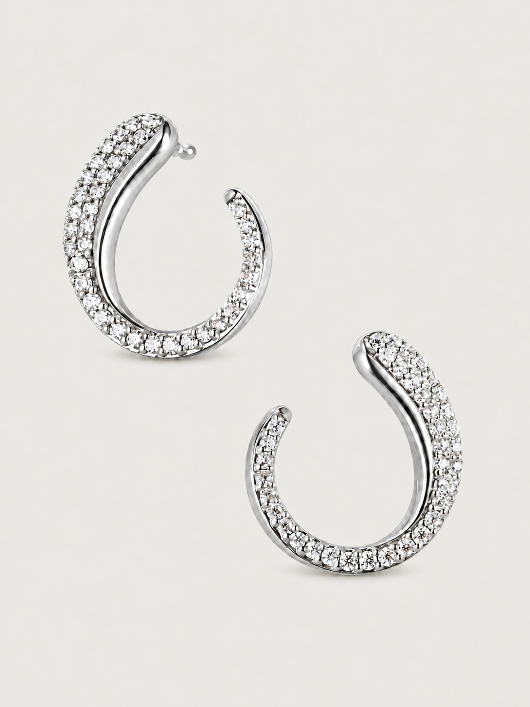Cercei din Argint Zirconia 5A Crystal Crescent Argintii