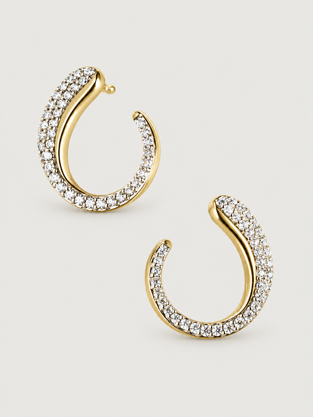 Cercei din Argint Zirconia 5A Crystal Crescent Aurii