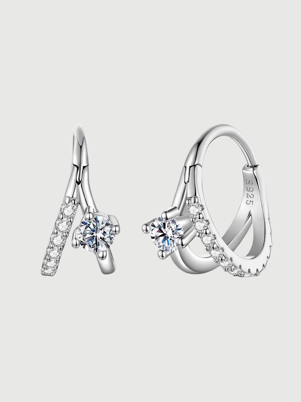 Cercei din argint double layer cu moissanite