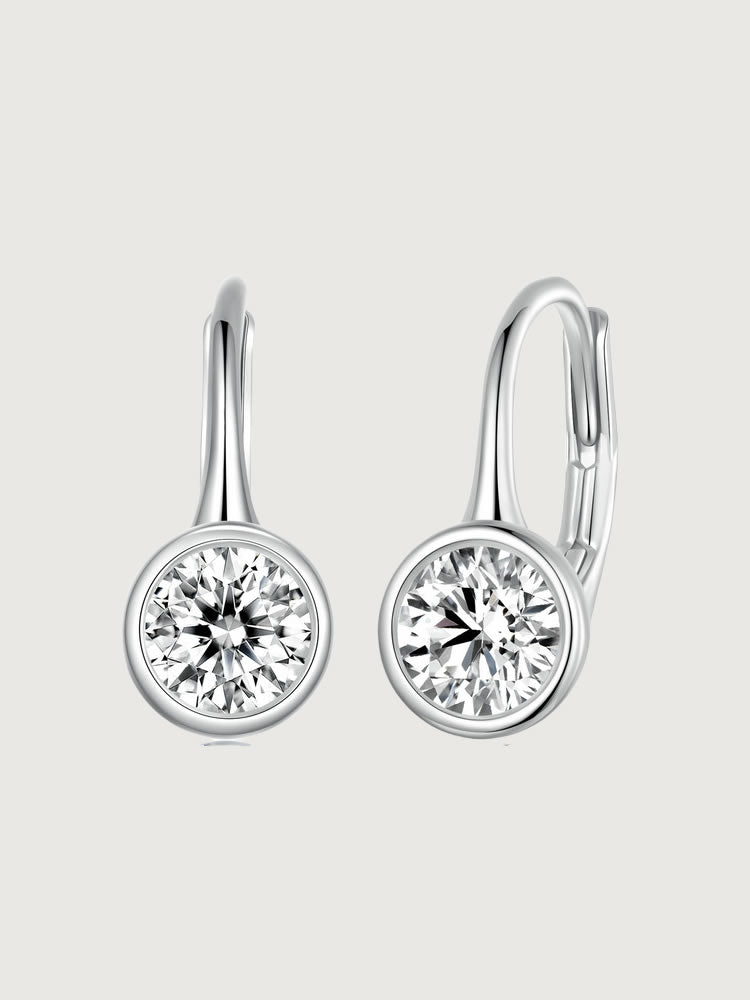 Cercei din argint tip drop cu moissanite strălucitor