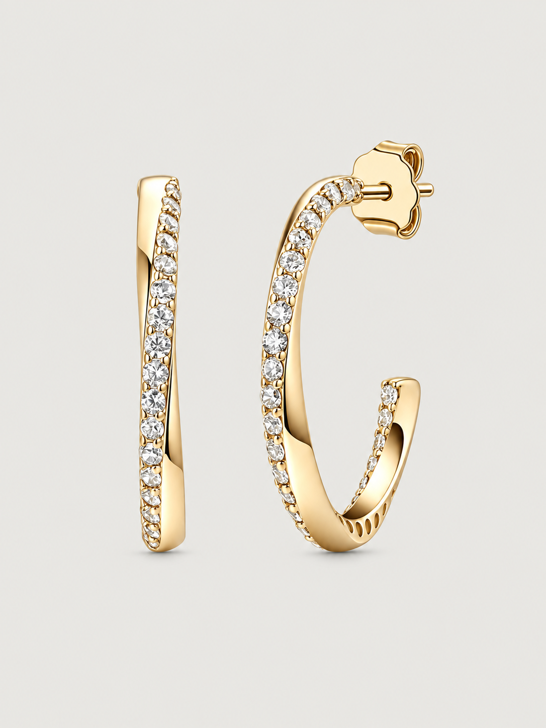 Cercei din Argint Moissanite Gold Luminous Curve