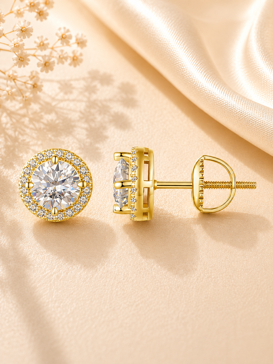 Cercei halo cu aspect de diamant