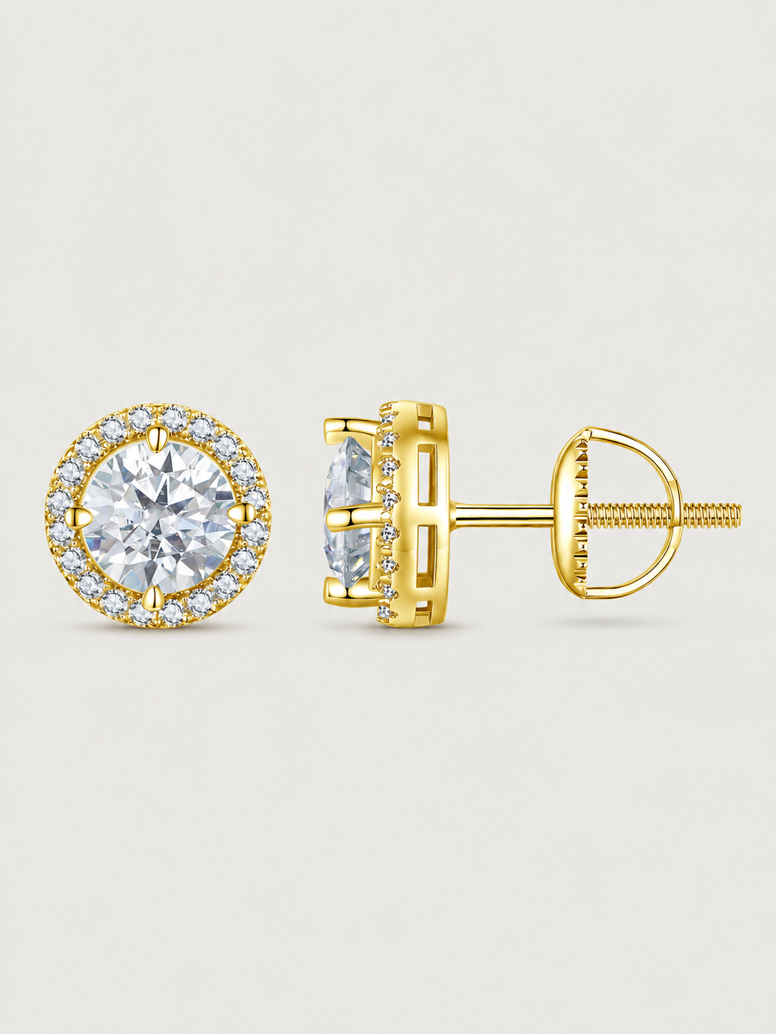 Cercei din argint cu moissanite design halo