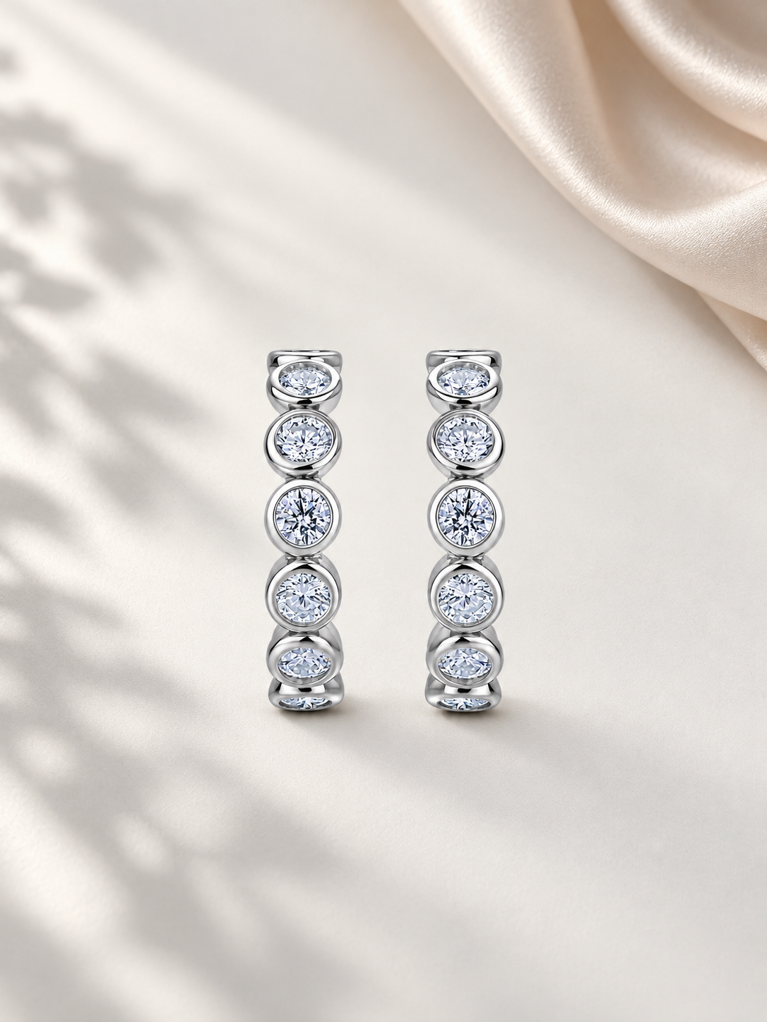 Cercei Hoop Silver cu Moissanite 2 CTW
