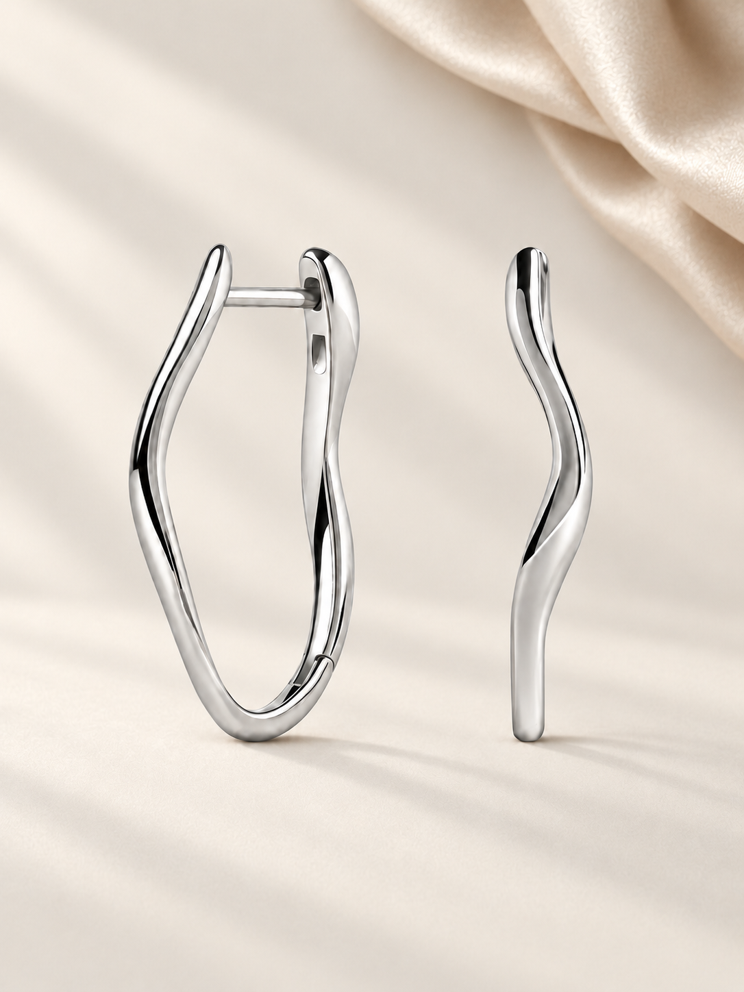 Cercei Moderni din Argint Silver Fluid Wave