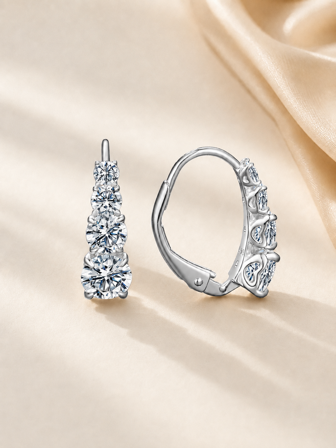 Cercei din argint cu moissanite 15 mm