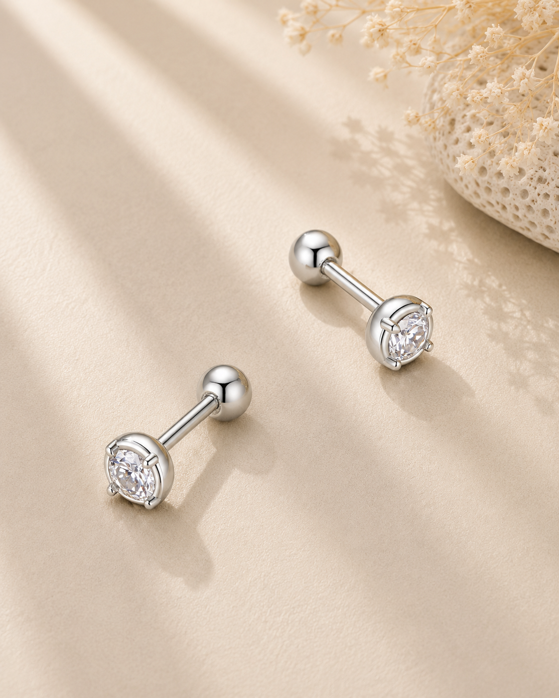 Cercei stud din argint cu moissanite VVS1