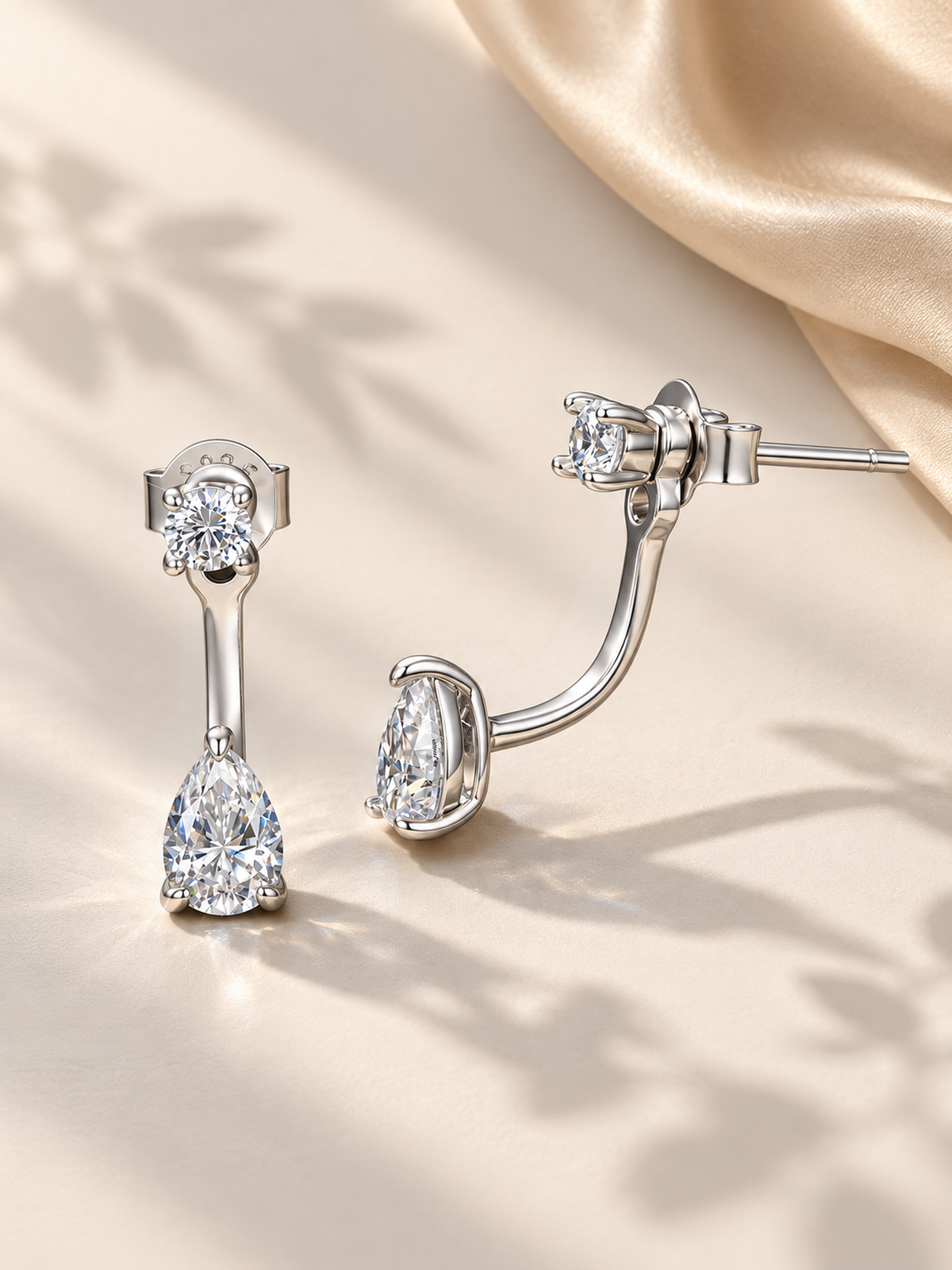 Cercei Moissanite Front & Back Luminous Drop