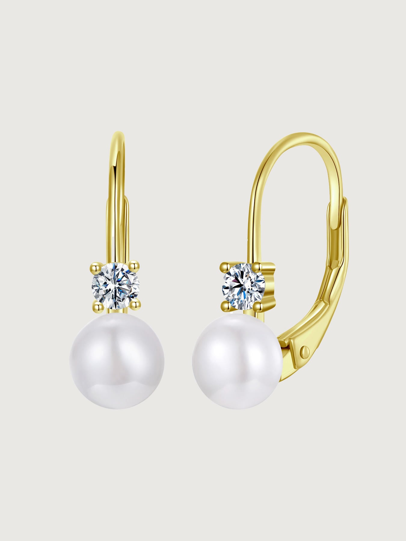 Cercei din argint cu perle naturale și moissanite silver și gold