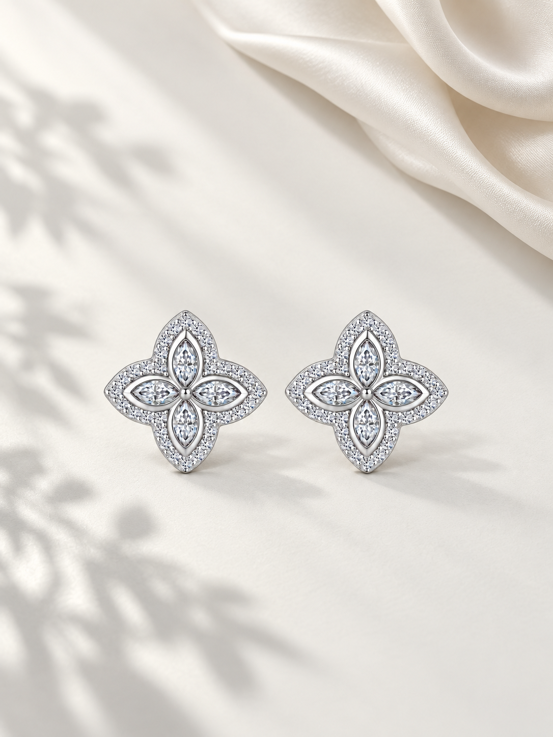 Cercei Silver Celestial Bloom cu Moissanite 6A