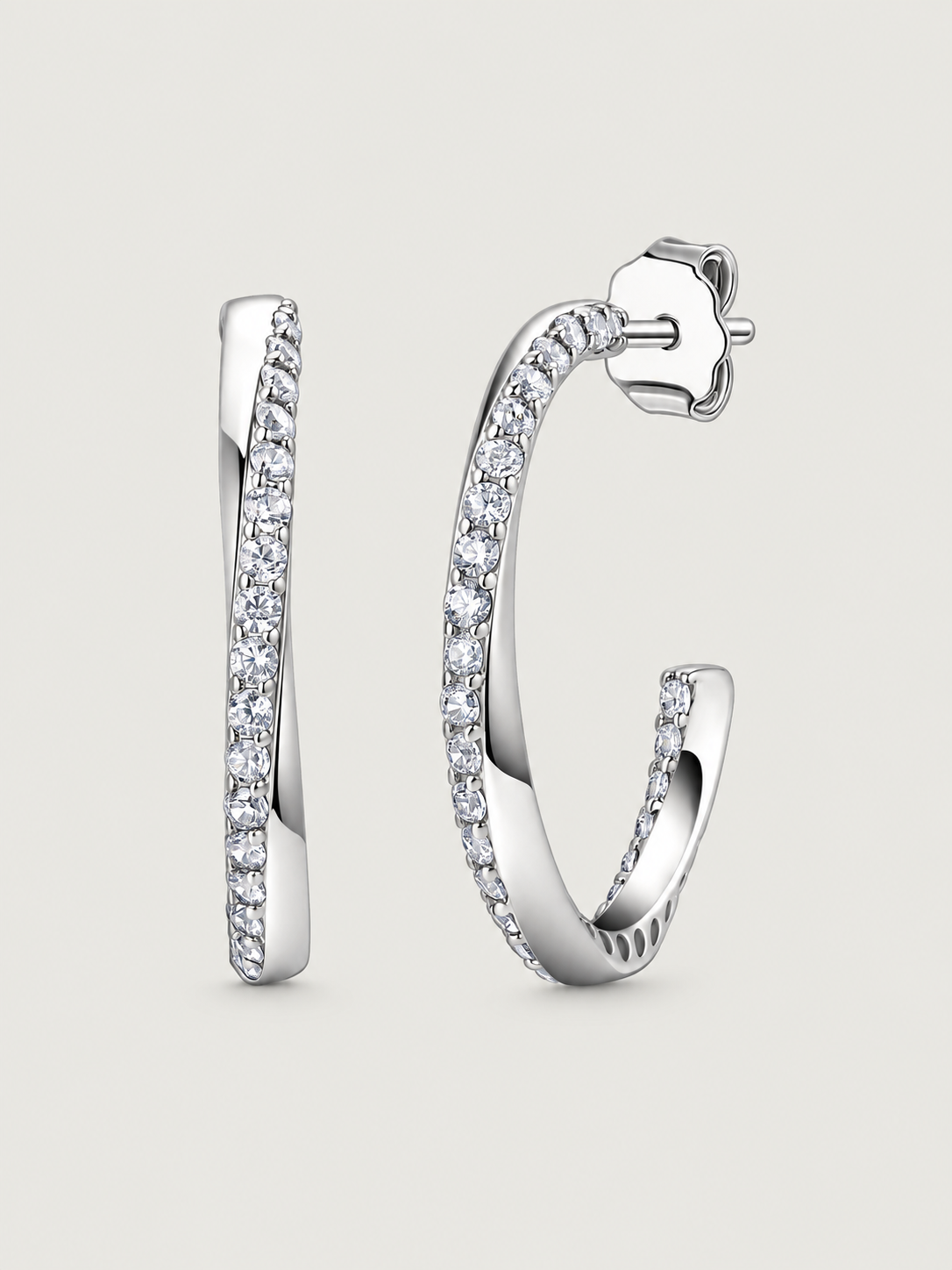 Cercei din Argint Moissanite Silver Luminous Curve
