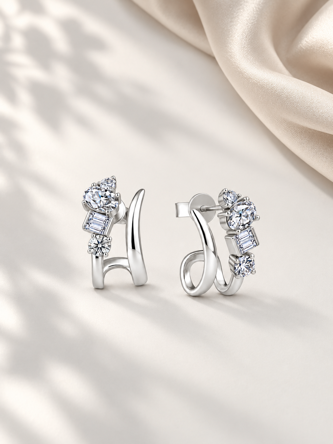 Cercei Silver cu Moissanite Oval și 1,9 CTW