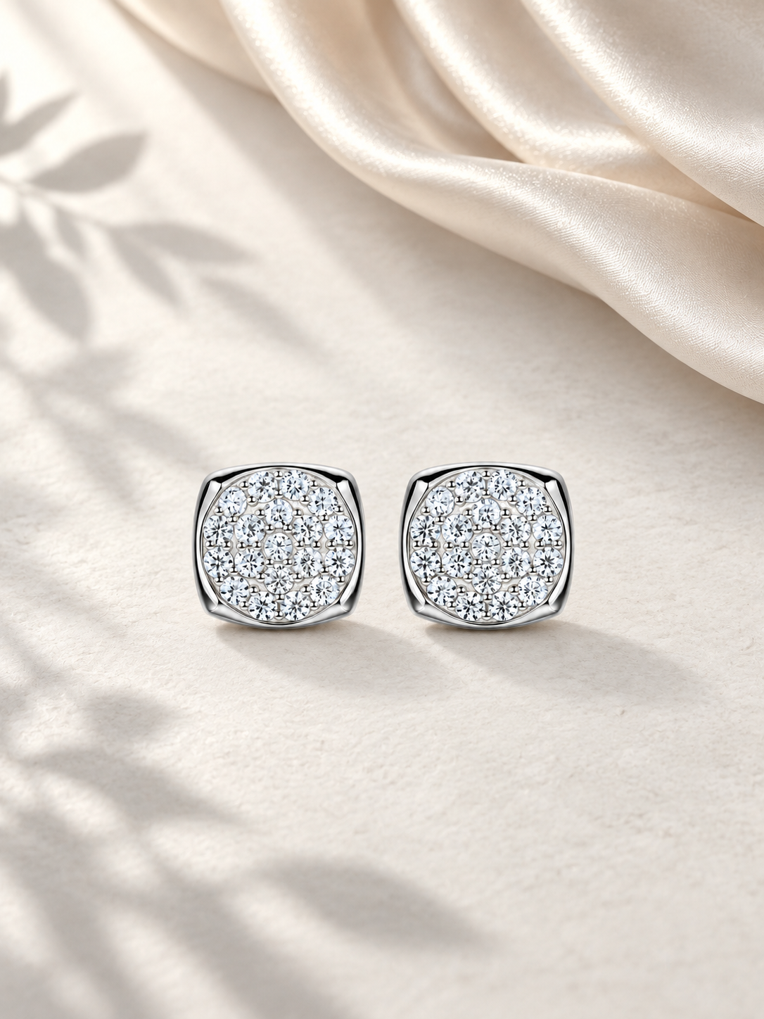 Cercei Silver Pătrați cu Moissanite 6A