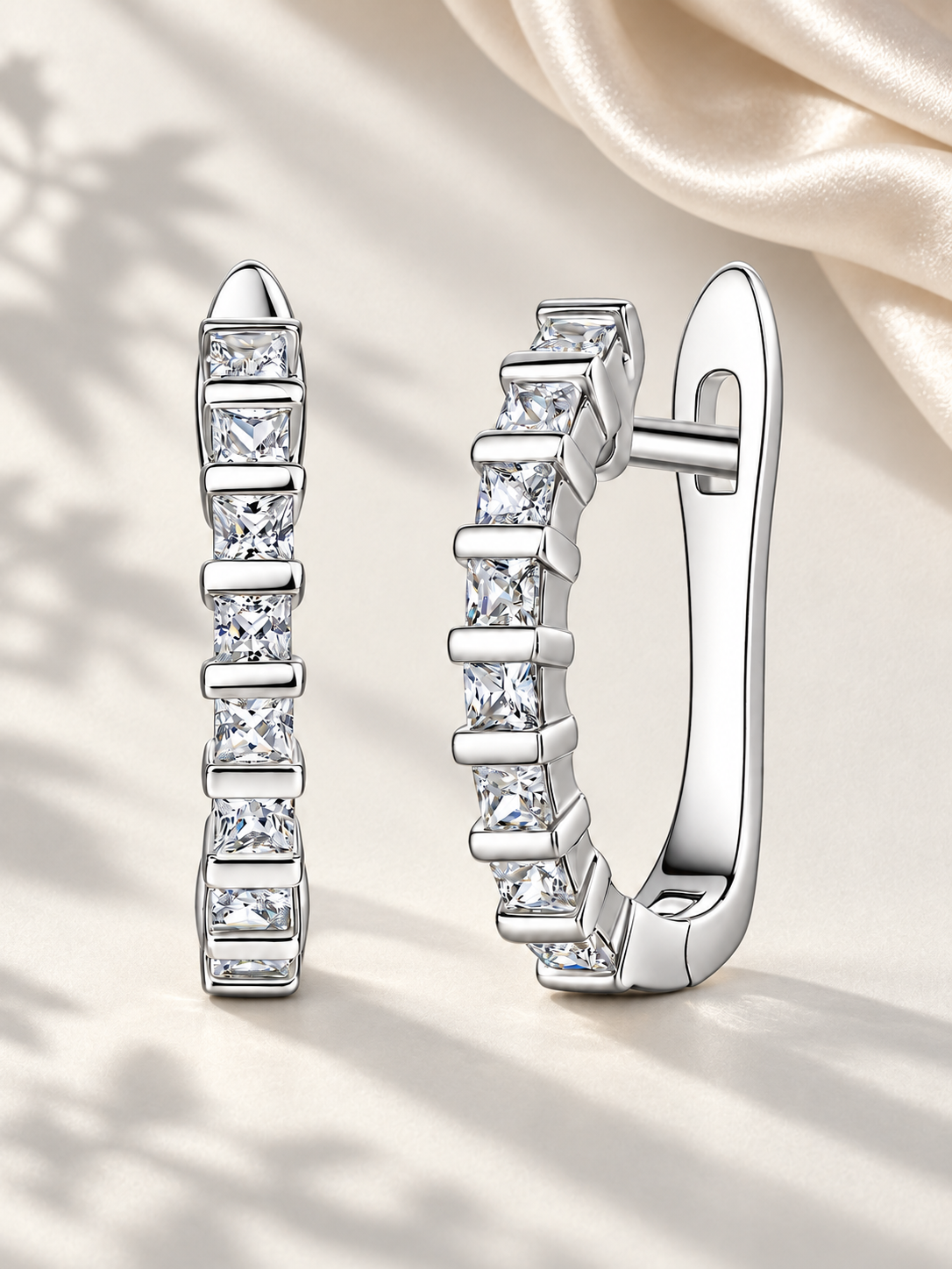 Cercei Silver cu Moissanite 6A Tăietură Princess