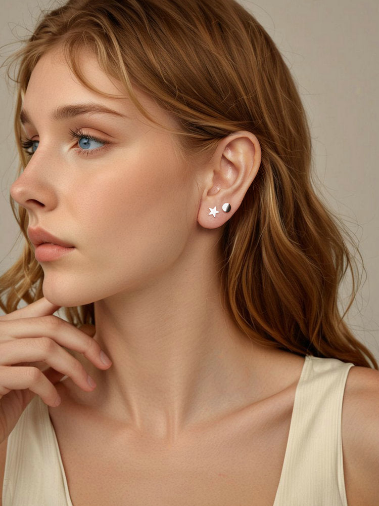 Cercei minimalisti din argint forma stea