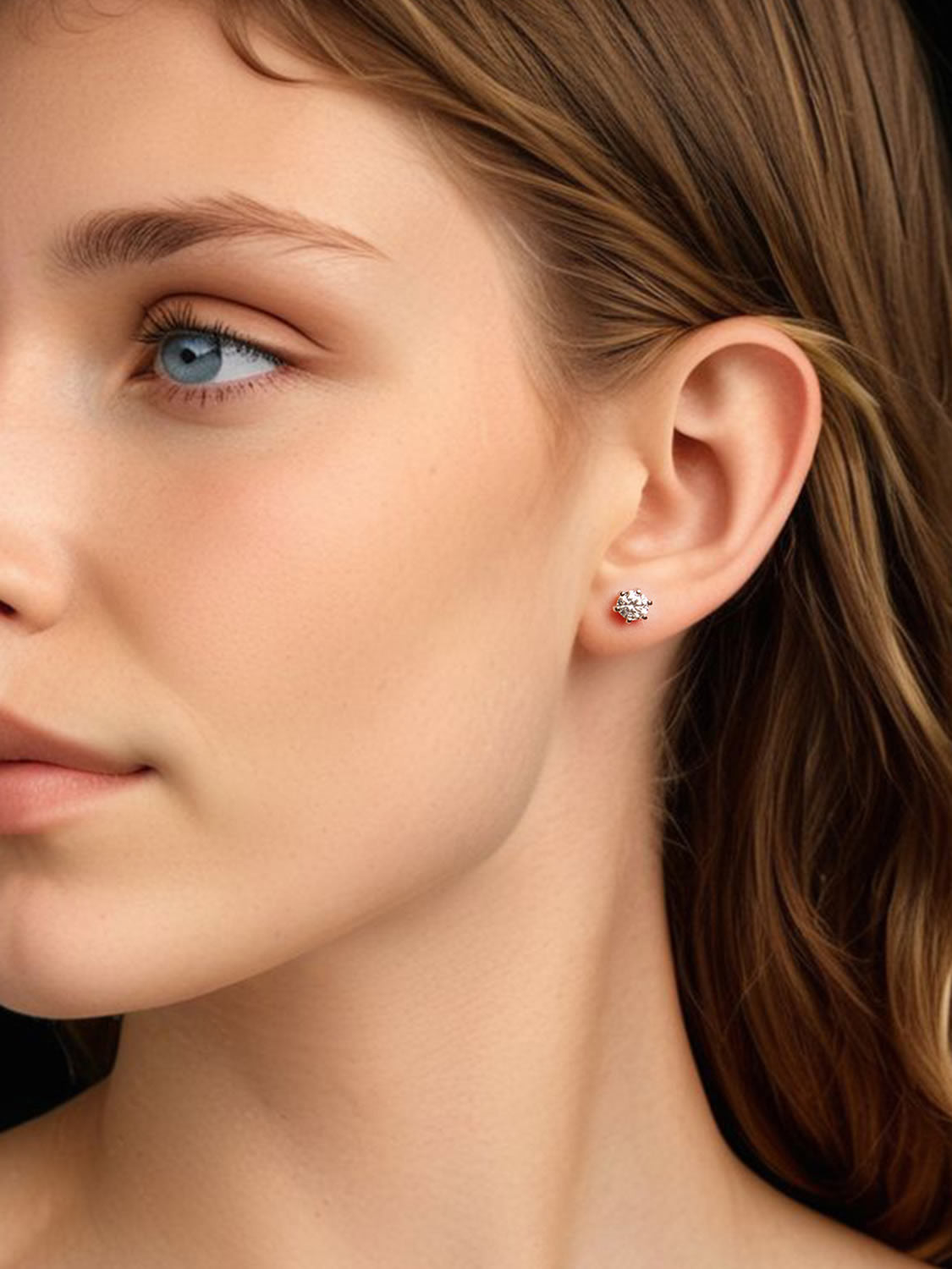 Cercei tip stud cu montură 6 prong