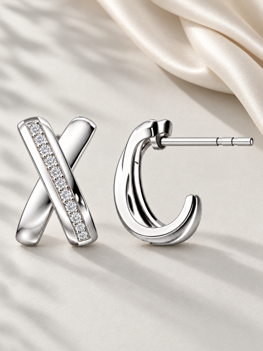 Cercei Stud Silver Cross Éclat din Argint 925