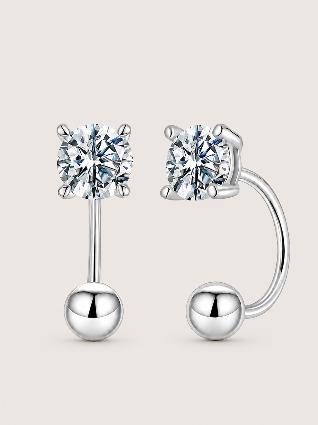 Cercei din argint Threaded Curve L cu moissanite certificat GRA