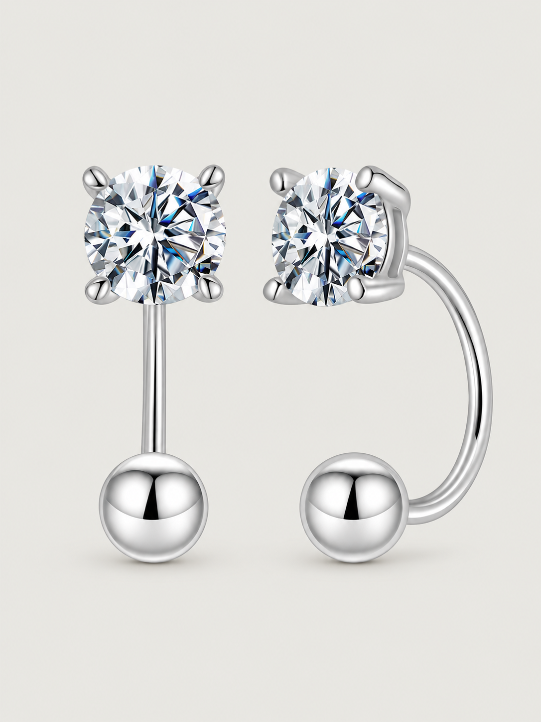 Cercei din argint Threaded Curve L cu moissanite certificat GRA