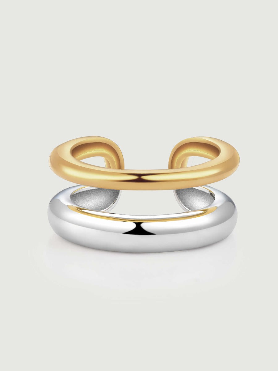 Cercel din argint Cuff Echo Layers placat cu aur galben 18K